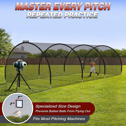 Batting Cages for Backyard - 30X10X10 Ft Softball & Baseball Batting Cage Net with Zipper Door 4-Ply Anti-Tear Netting Batting Training Cage with Sturdy Steel Frame for Outdoor Indoor Use