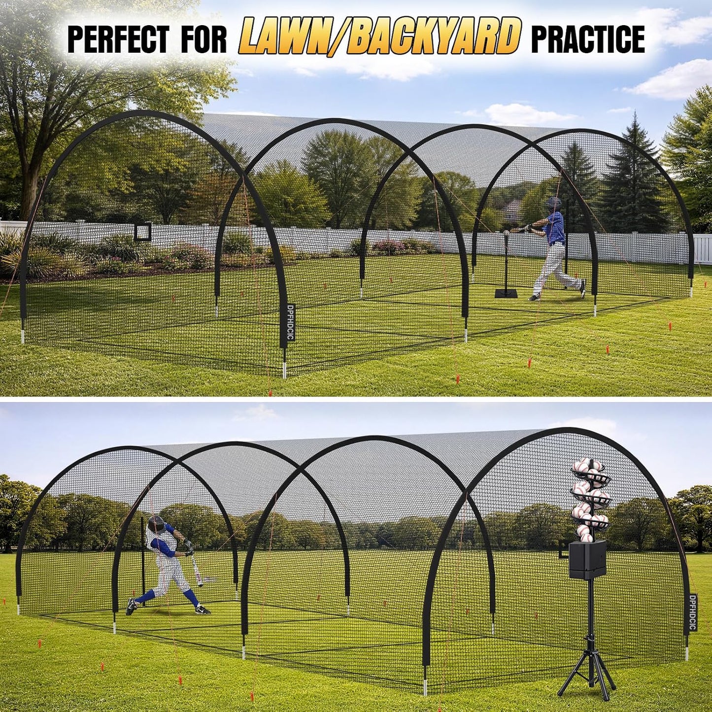 Baseball Batting Cages for Backyard 30Ft X 10Ft X 10Ft Baseball & Softball Cage Net with Zipper Door 4-Ply Reinforced Netting Portable Batting Cage for Backyard & Outdoor Lawn Training