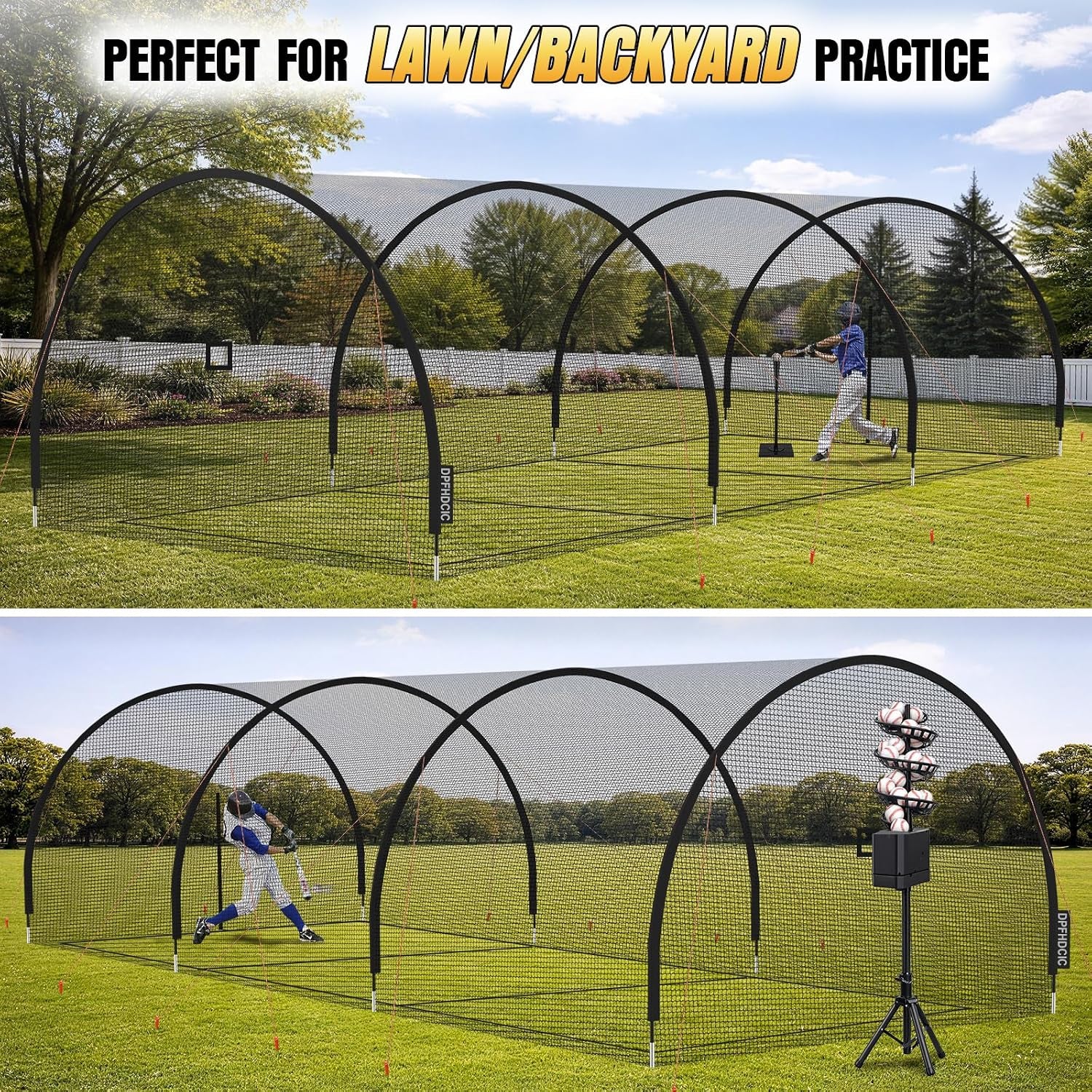 Baseball Batting Cages for Backyard 30Ft X 10Ft X 10Ft Baseball & Softball Cage Net with Zipper Door 4-Ply Reinforced Netting Portable Batting Cage for Backyard & Outdoor Lawn Training