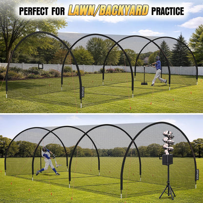 Baseball Batting Cages for Backyard 30Ft X 10Ft X 10Ft Baseball & Softball Cage Net with Zipper Door 4-Ply Reinforced Netting Portable Batting Cage for Backyard & Outdoor Lawn Training