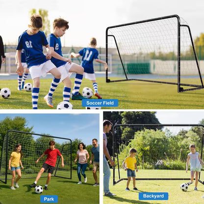 12 X 6 Ft. Soccer Goal for Backyard Metal Soccer Goal Foldable Steel Soccer Goal In. Black W/ Training Target and 6 Cone