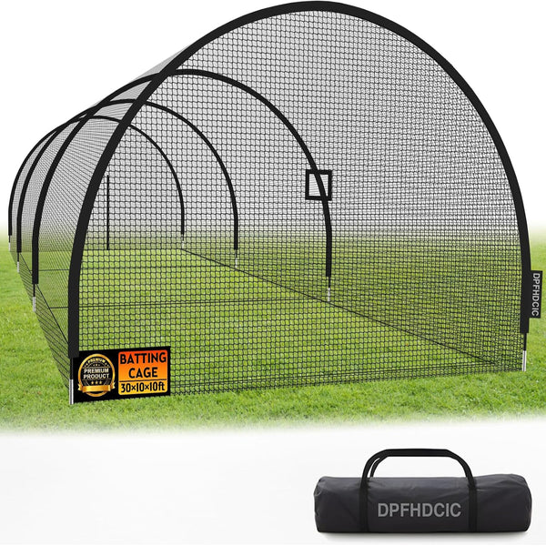 Baseball Batting Cages for Backyard 30Ft X 10Ft X 10Ft Baseball & Softball Cage Net with Zipper Door 4-Ply Reinforced Netting Portable Batting Cage for Backyard & Outdoor Lawn Training