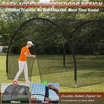 Batting Cages for Backyard - 30X10X10 Ft Softball & Baseball Batting Cage Net with Zipper Door 4-Ply Anti-Tear Netting Batting Training Cage with Sturdy Steel Frame for Outdoor Indoor Use