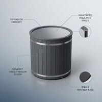 Cold Therapy 1 Person Ice Bath 118 Gallon Cold Plunge 37.5" X 33.25" — infographic