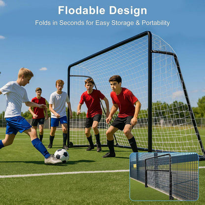 12 X 6 Ft. Soccer Goal for Backyard Metal Soccer Goal Foldable Steel Soccer Goal In. Black W/ Training Target and 6 Cone