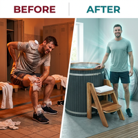 Cold Therapy 1 Person Ice Bath 118 Gallon Cold Plunge 37.5" X 33.25" — Before & After